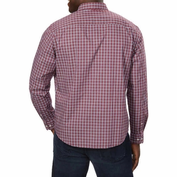 Izod Soft Wash Essentials Button-Up Shirt Regular Fit Stretch Fabric, Maroon, 4X - Picture 3 of 10